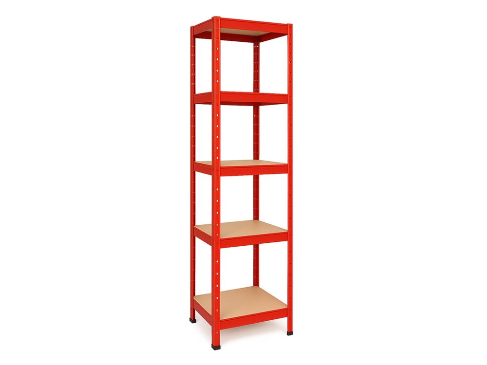 Regál 1800x400x400 mm lakovaný 5-policový, nosnost 875 kg - červený