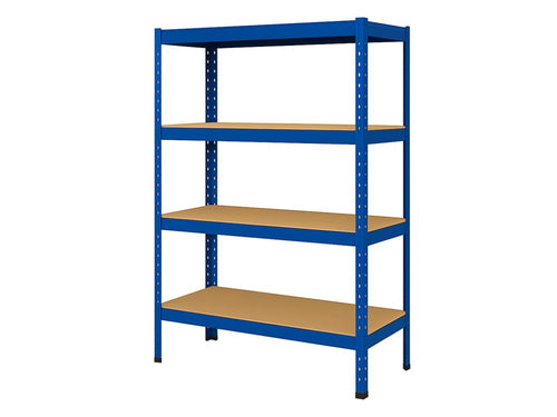 Regál 1500x700x300 mm lakovaný 4-policový, nosnost 700 kg - modrý - 5ks