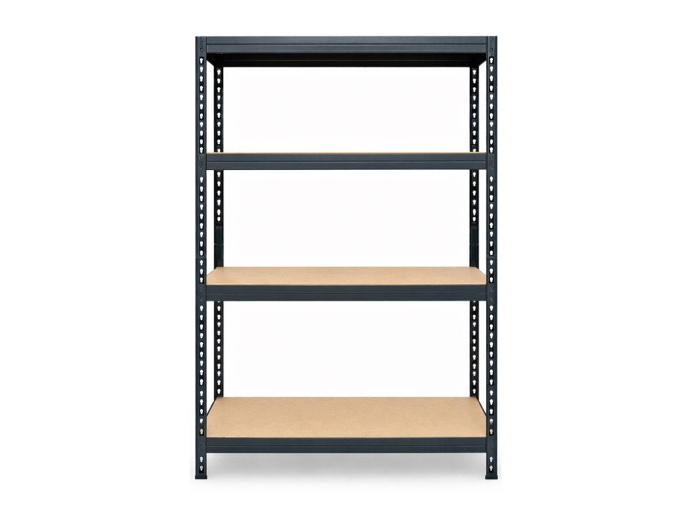 Regál 1500x700x300 mm lakovaný 4-policový, nosnost 700 kg, RIVET - černý