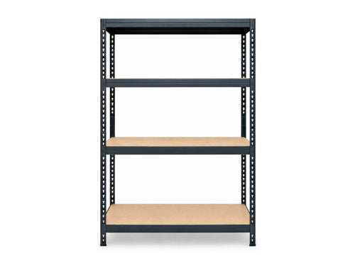 Regál 1500x700x300 mm lakovaný 4-policový, nosnost 700 kg, RIVET - černý
