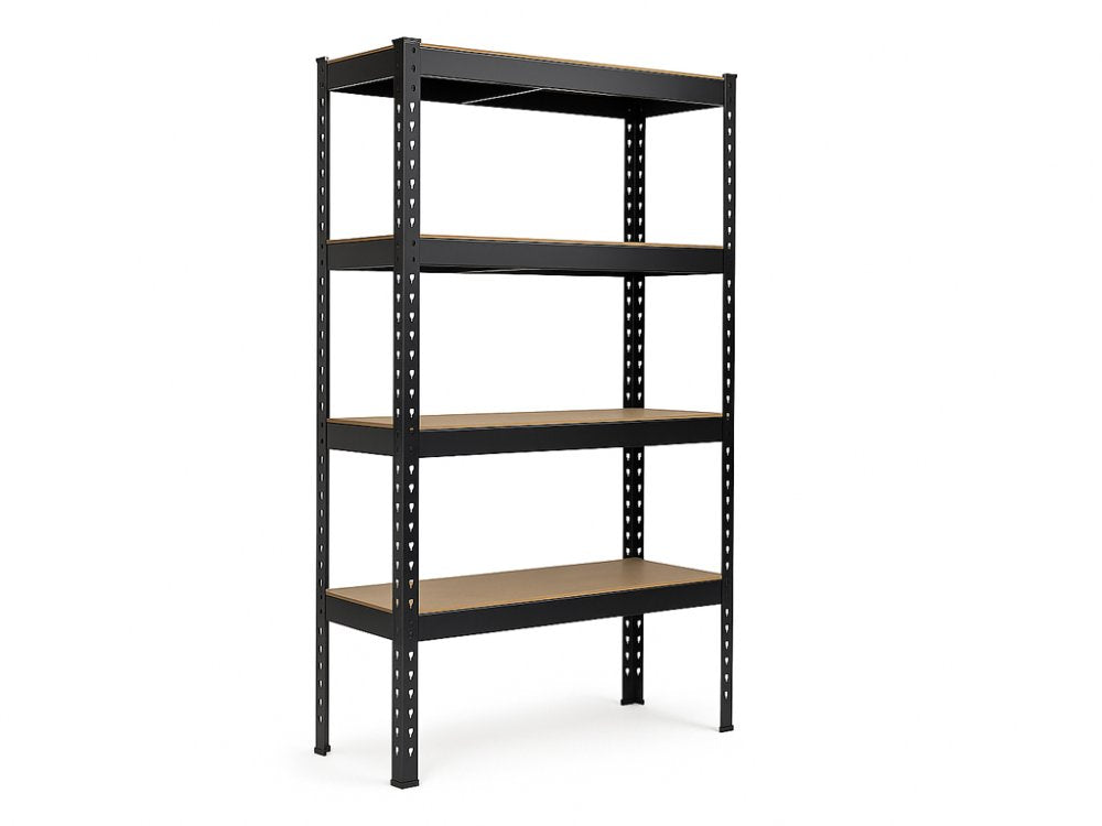 Regál 1800x1800x500 mm profesionální 4-policový, nosnost 1200 kg - černý
