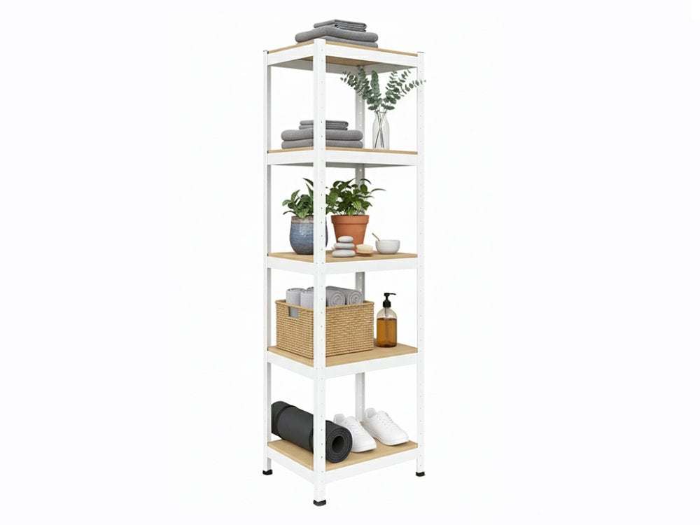 Regál 1800x400x400 mm lakovaný 5-policový, nosnost 875 kg - bílý