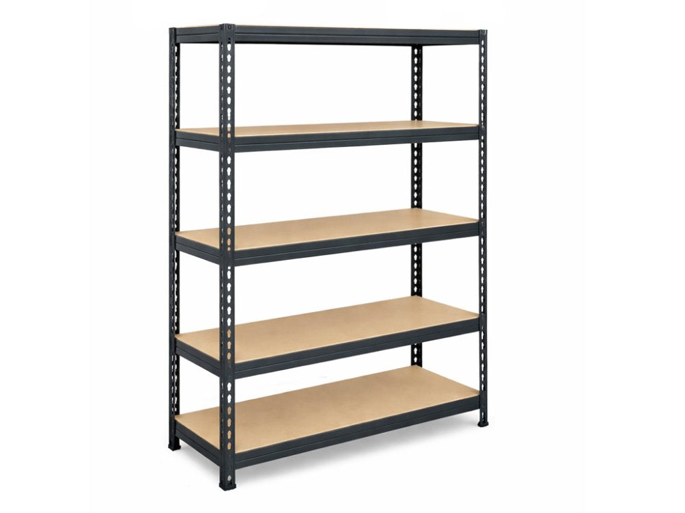 Regál 1830x700x300 mm lakovaný 5-policový, nosnost 875 kg, RIVET - černý