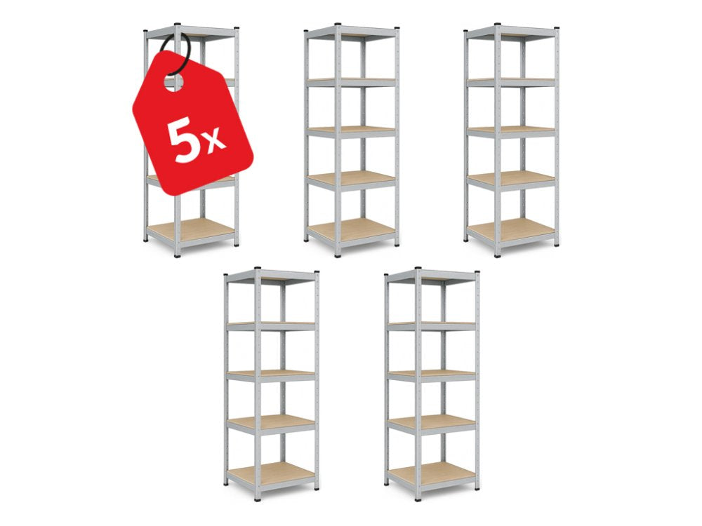 Regál 1800x400x400 mm zinkovaný 5-policový, nosnost 875 kg - 5ks