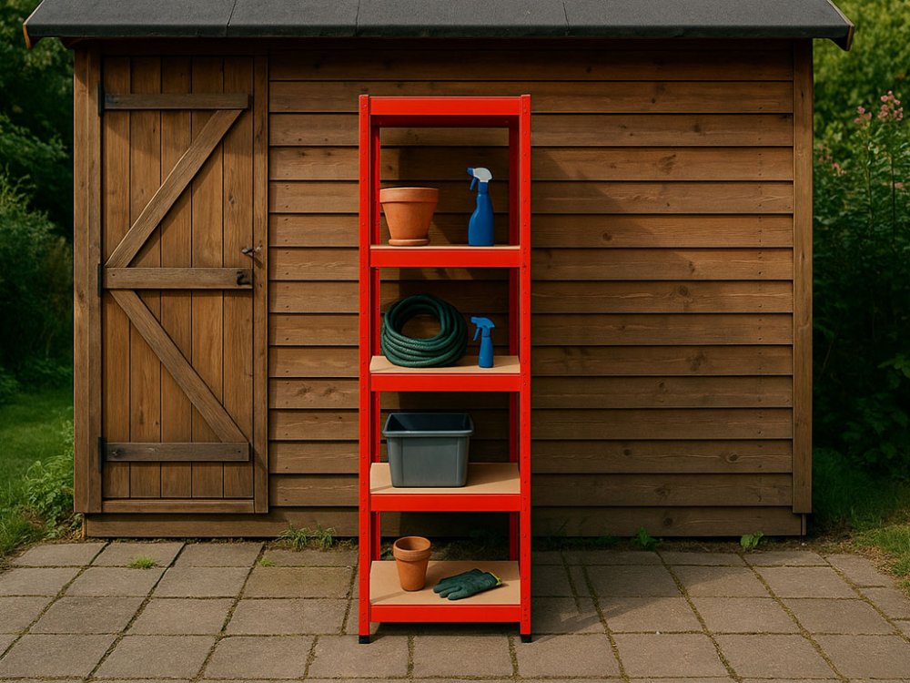 Regál 1800x400x400 mm lakovaný 5-policový, nosnost 875 kg - červený