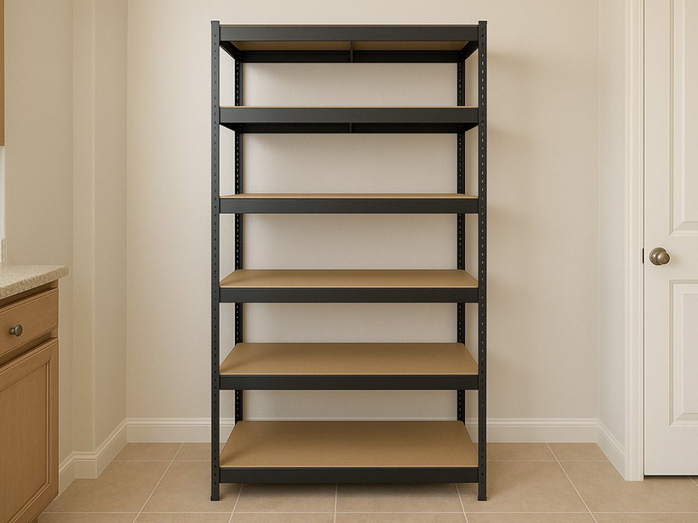 Regál 2400x900x500 mm lakovaný 6-policový, nosnost 1050 kg - černý