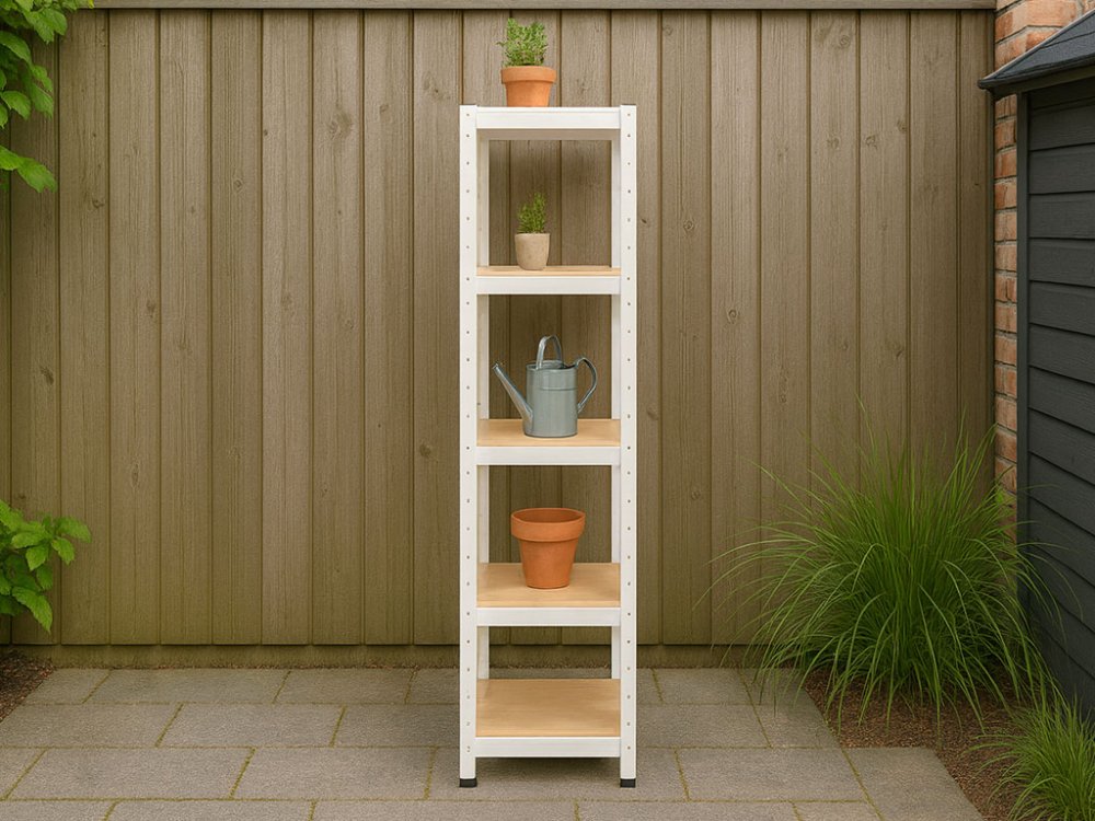 Regál 1800x400x400 mm lakovaný 5-policový, nosnost 875 kg - bílý