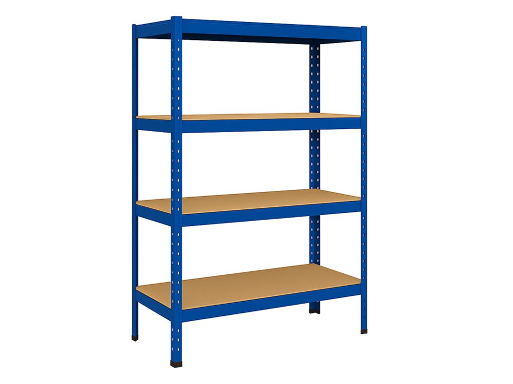 Regál 1500x700x300 mm lakovaný 4-policový, nosnost 700 kg - modrý