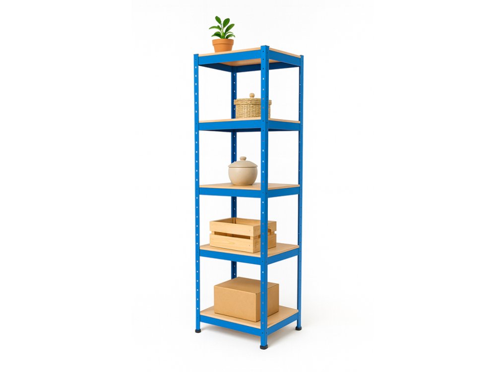 Regál 1800x400x400 mm lakovaný 5-policový, nosnost 875 kg - modrý - 5ks