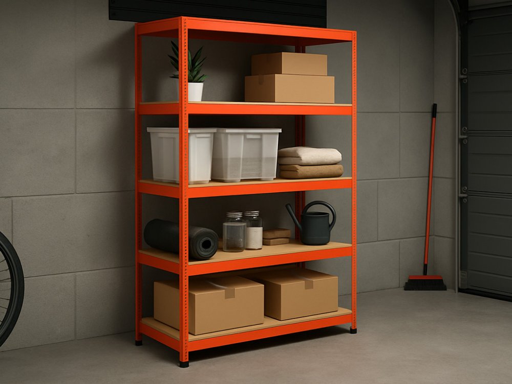 Regál 1800x900x400 mm lakovaný 5-policový, nosnost 875 kg - červený