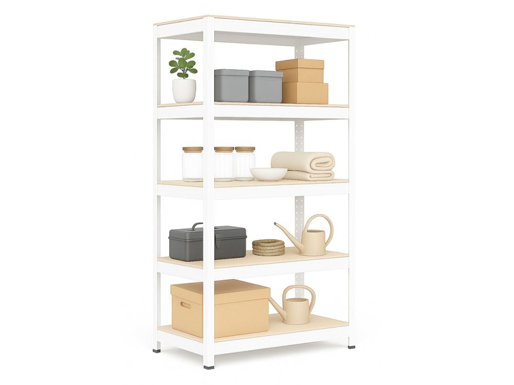 Regál 1800x900x400 mm lakovaný 5-policový, nosnost 875 kg - bílý - 5ks