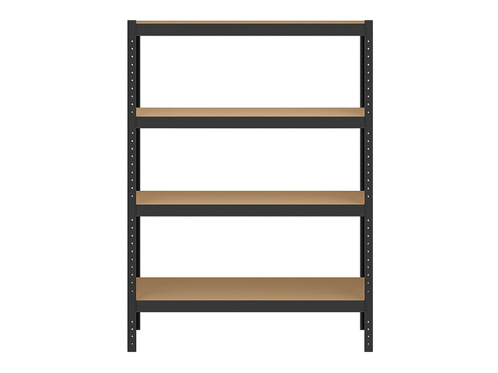 Regál 1500x700x300 mm lakovaný 4-policový, nosnost 700 kg - černý - 5ks