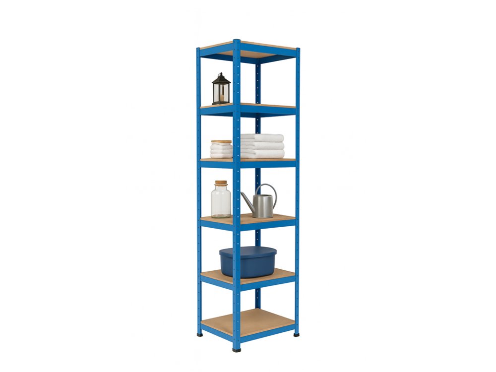 Regál 1800x400x400 mm lakovaný 5-policový, nosnost 875 kg - modrý - 5ks