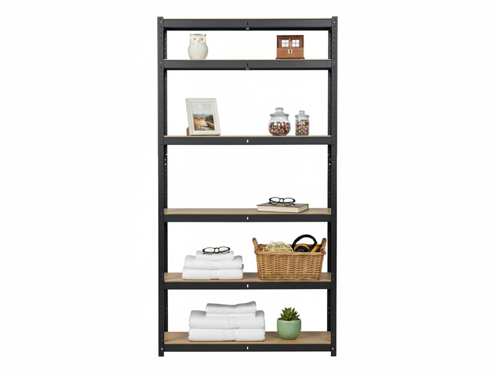 Regál 2400x900x400 mm lakovaný 6-policový, nosnost 1050 kg - černý