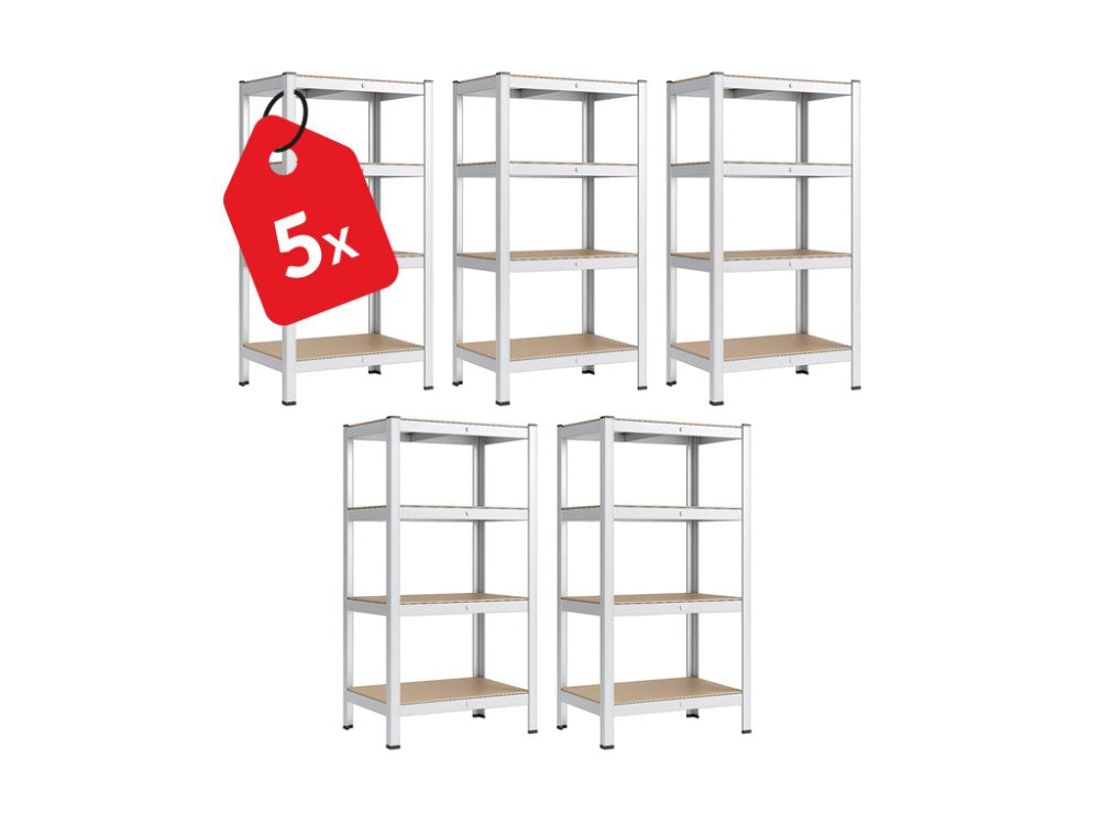 Regál 1800x900x300 mm zinkovaný 4-policový, nosnost 700 kg - 5ks