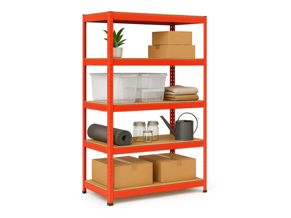 Regál 1800x900x400 mm lakovaný 5-policový, nosnost 875 kg - červený