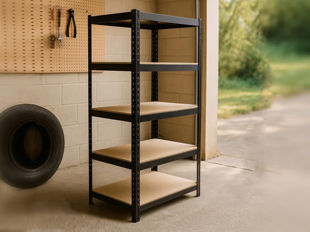 Regál 1800x900x400 mm lakovaný 5-policový, nosnost 875 kg - černý - 5ks
