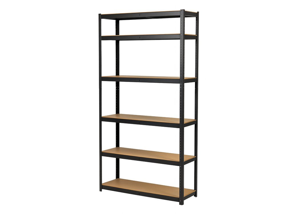 Regál 2200x900x450 mm lakovaný 6-policový, nosnost 1050 kg - černý