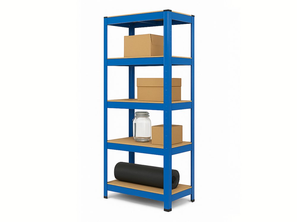 Regál 1800x900x400 mm lakovaný 5-policový, nosnost 875 kg - modrý - 5ks