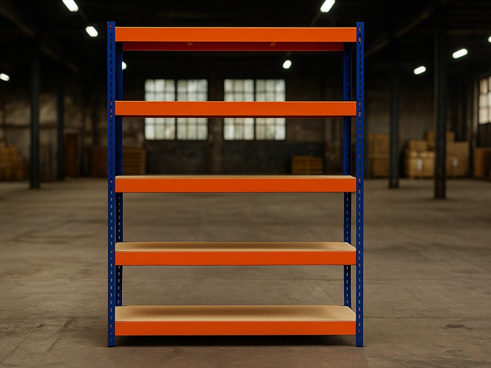 Regál 3120x1600x500 mm profesionální 5-policový, nosnost 1500 kg - modro-oranžový