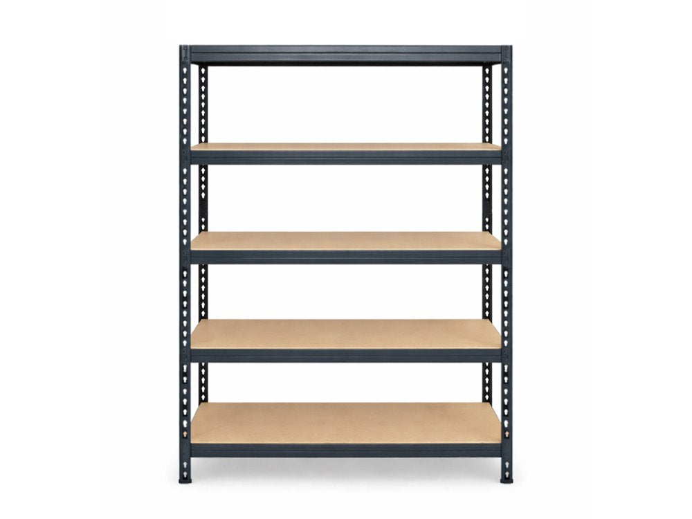 Regál 1830x750x400 mm lakovaný 5-policový, nosnost 875 kg, RIVET - černý