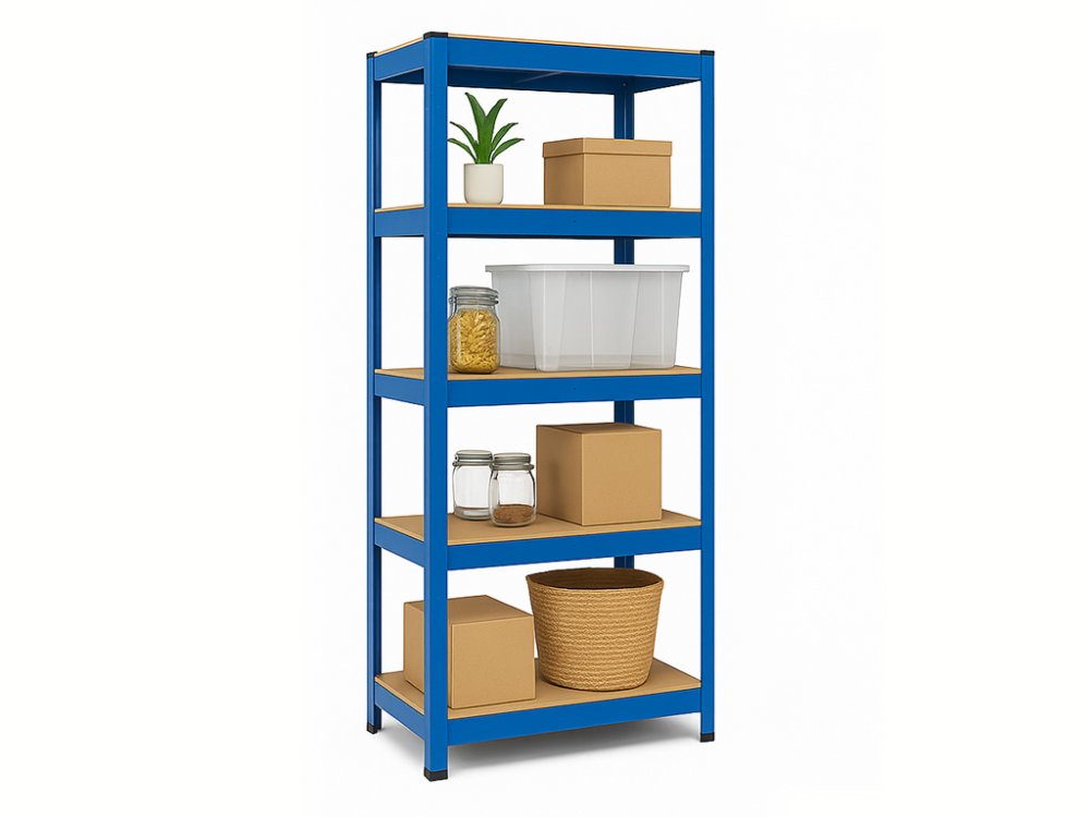 Regál 1800x900x400 mm lakovaný 5-policový, nosnost 875 kg - modrý - 5ks