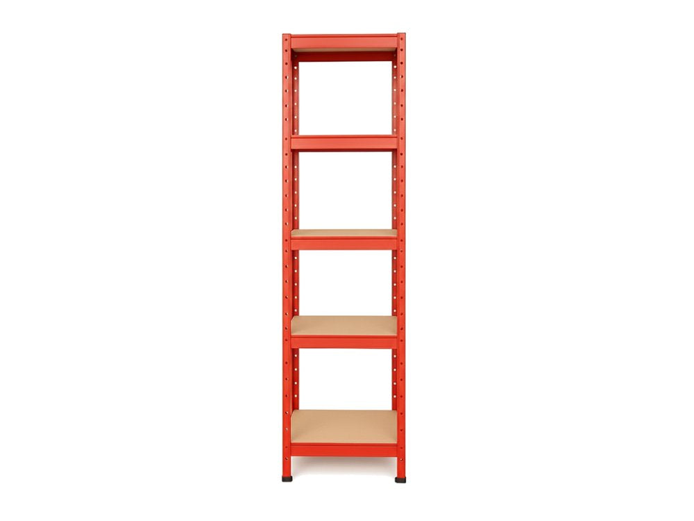 Regál 1800x400x400 mm lakovaný 5-policový, nosnost 875 kg - červený