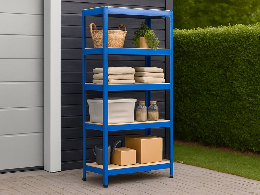 Regál 1800x900x400 mm lakovaný 5-policový, nosnost 875 kg - modrý - 5ks