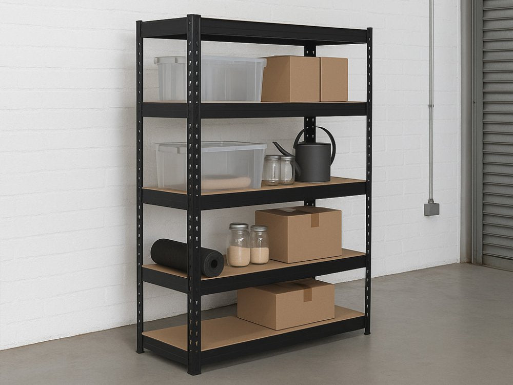 Regál 3120x1600x500 mm profesionální 5-policový, nosnost 1500 kg - černý