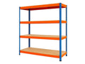 Regál 1800x1200x500 mm profesionální 4-policový, nosnost 1200 kg - modro-oranžový