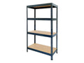 Regál 1500x700x300 mm lakovaný 4-policový, nosnost 700 kg, RIVET - černý