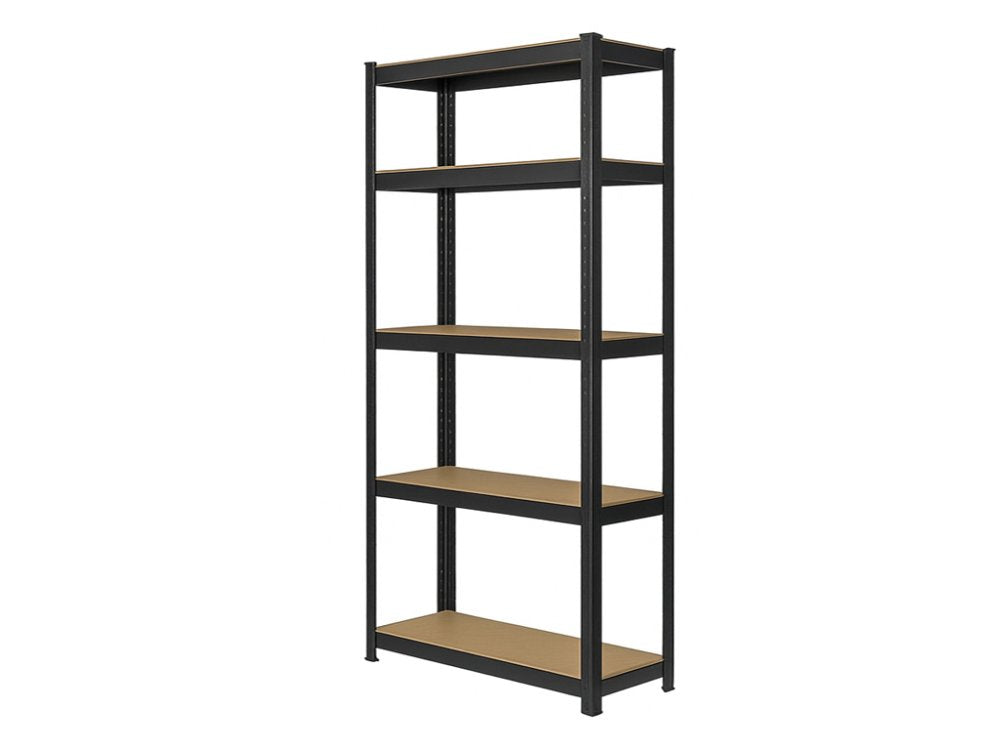 Regál 1800x900x300 mm lakovaný 5-policový, nosnost 875 kg - černý