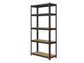 Regál 1800x900x300 mm lakovaný 5-policový, nosnost 875 kg - černý