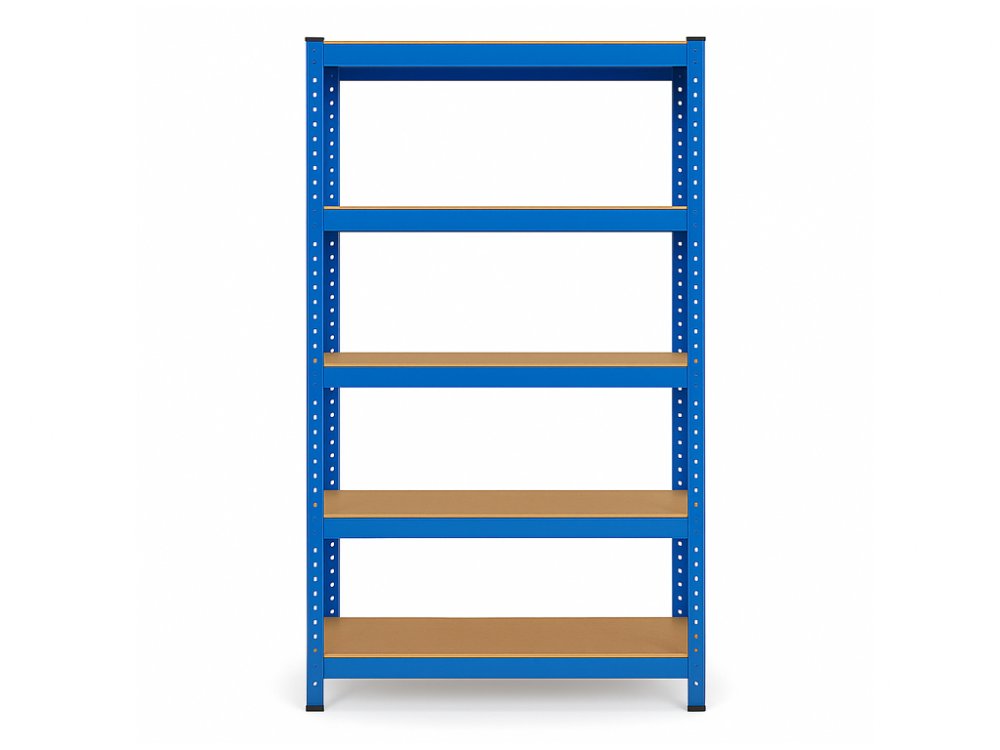 Regál 1500x700x300 mm lakovaný 4-policový, nosnost 700 kg - modrý - 5ks