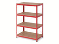 Regál 1500x700x300 mm lakovaný 4-policový, nosnost 700 kg - červený