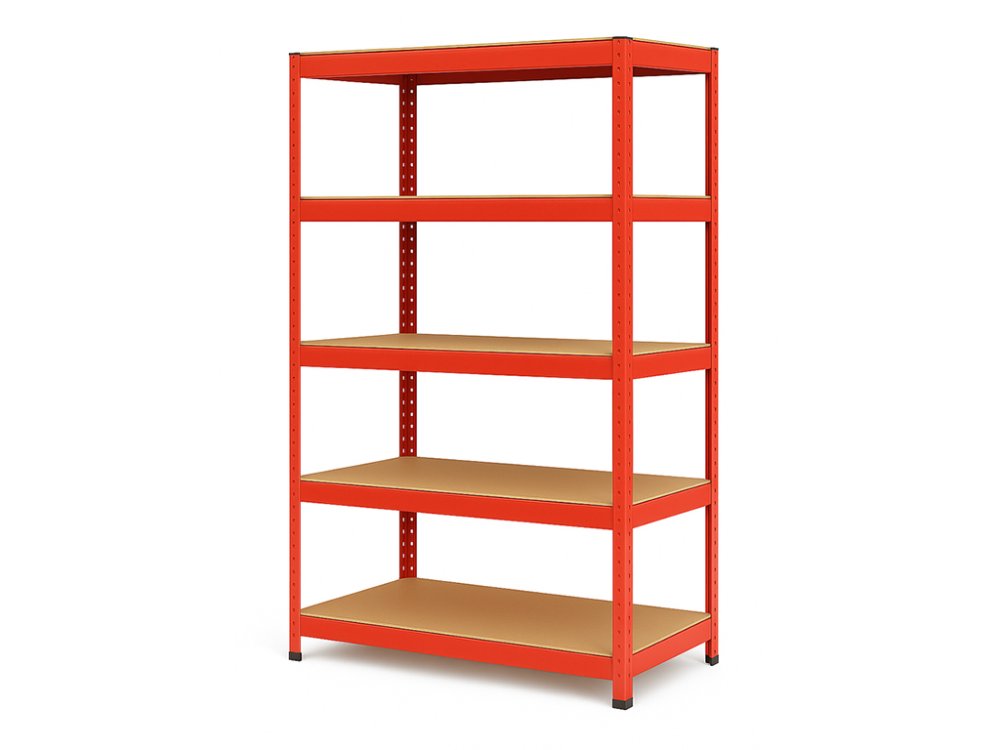 Regál 1800x900x400 mm lakovaný 5-policový, nosnost 875 kg - červený - 5ks
