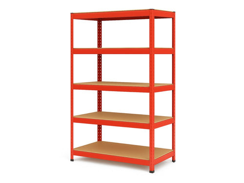 Regál 1800x900x400 mm lakovaný 5-policový, nosnost 875 kg - červený - 5ks