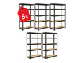 Regál 1800x900x400 mm lakovaný 5-policový, nosnost 875 kg - černý - 5ks