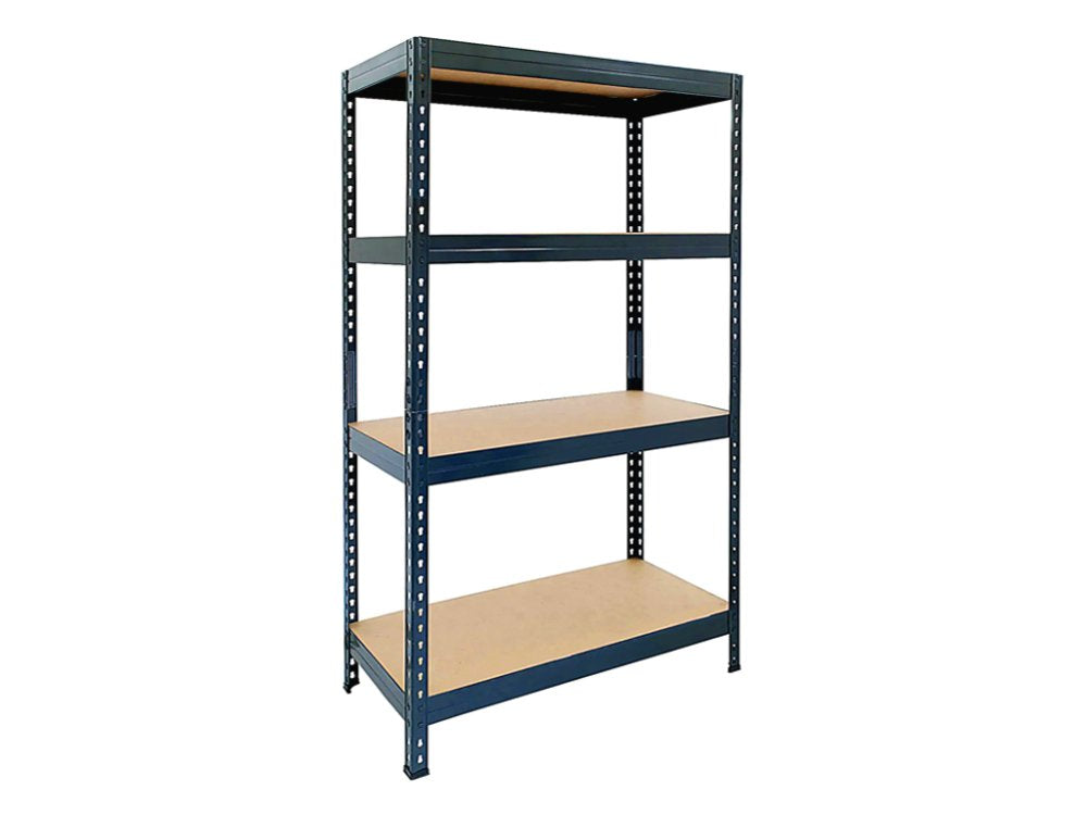 Regál 1500x700x300 mm lakovaný 4-policový, nosnost 700 kg, RIVET - černý