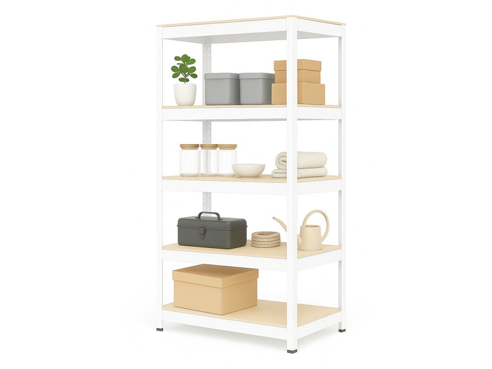 Regál 1800x900x400 mm lakovaný 5-policový, nosnost 875 kg - bílý - 5ks