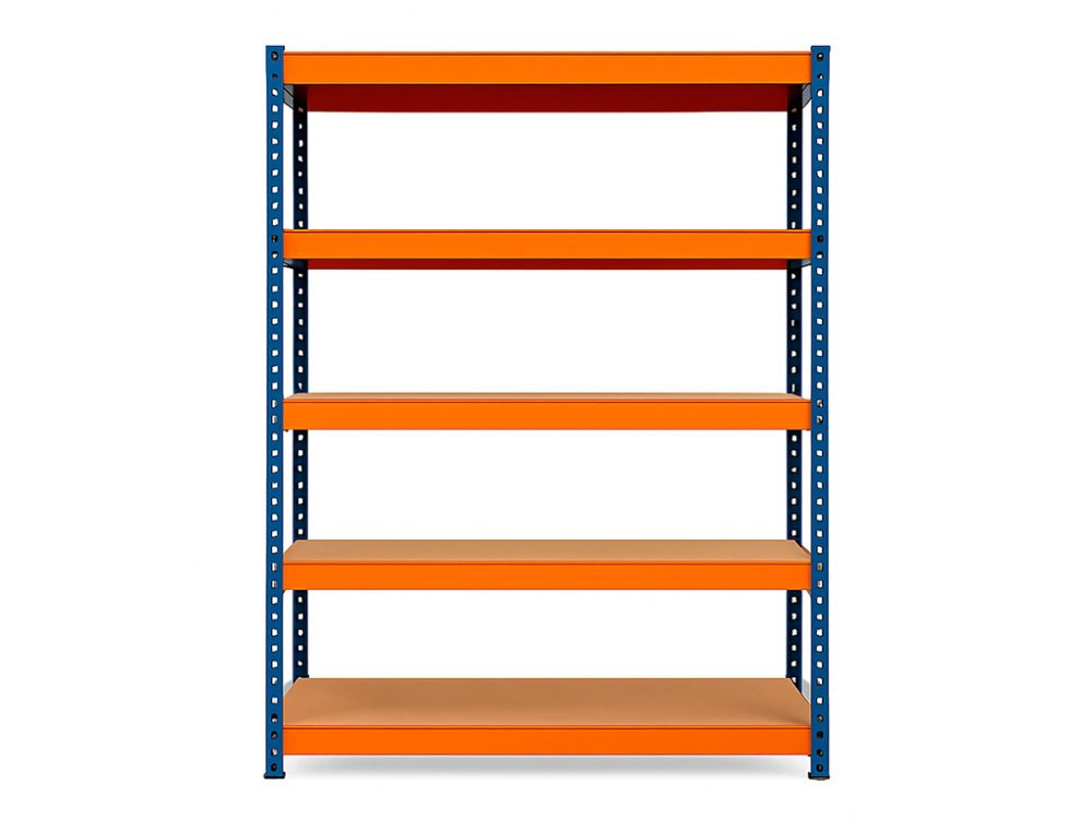 Regál 3120x1600x500 mm profesionální 5-policový, nosnost 1500 kg - modro-oranžový