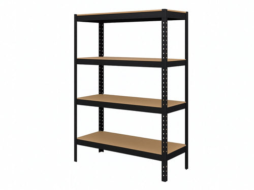 Regál 1500x700x300 mm lakovaný 4-policový, nosnost 700 kg - černý - 5ks