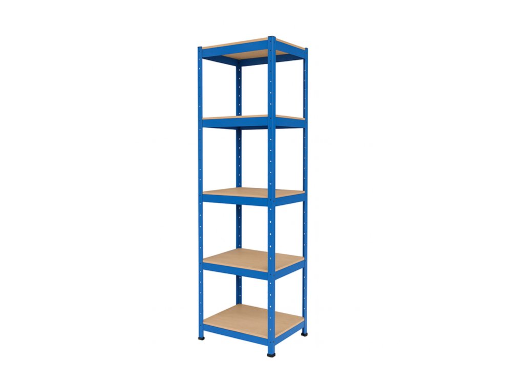 Regál 1800x400x400 mm lakovaný 5-policový, nosnost 875 kg - modrý - 5ks