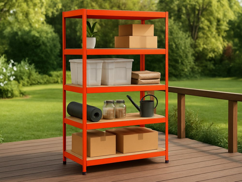 Regál 1800x900x400 mm lakovaný 5-policový, nosnost 875 kg - červený