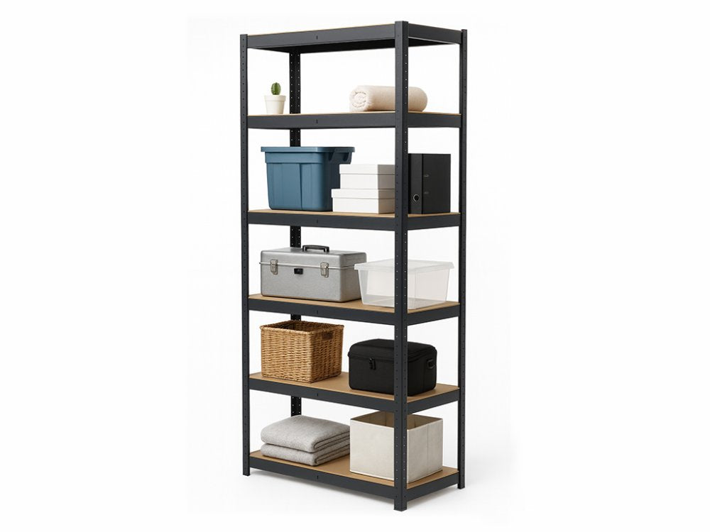 Regál 2200x900x450 mm lakovaný 6-policový, nosnost 1050 kg - černý